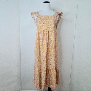 Universal Thread sz Medium Prairie Smocked Dress Floral Cottagecore Cap Sleeves
